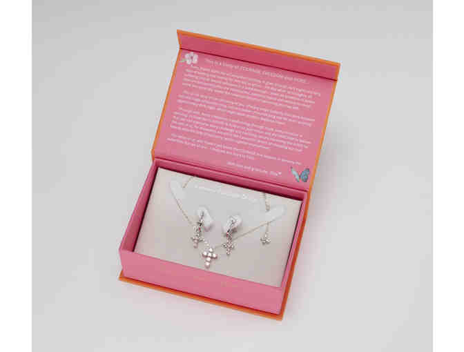 GRACEFUL CROSS Necklace and Earrings Set in White Gold - Photo 1