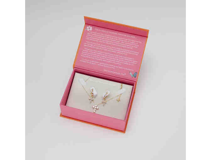 GRACEFUL CROSS Necklace and Earrings Set in Yellow Gold - Photo 1