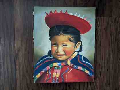 Painting of Peruvian Girl in Traditional Andean Mountain Clothing