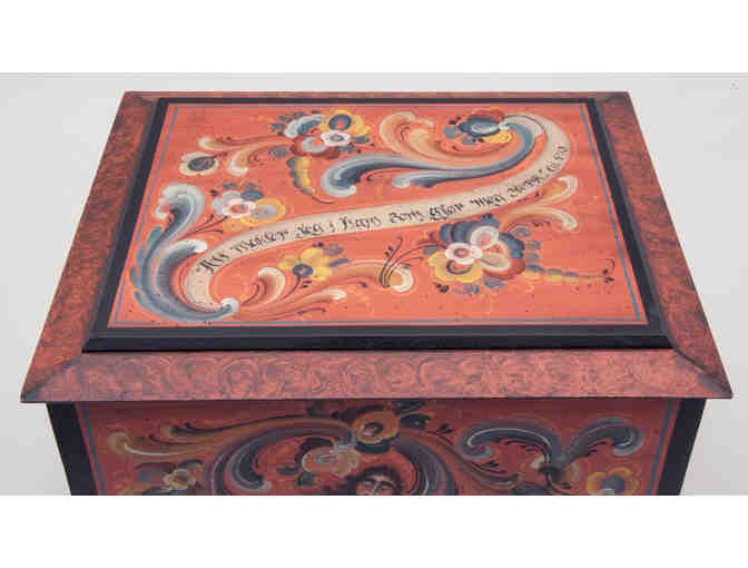 Chest with Telemark Rosemaling featuring Samson and the Lion by Jo Sonja Jansen