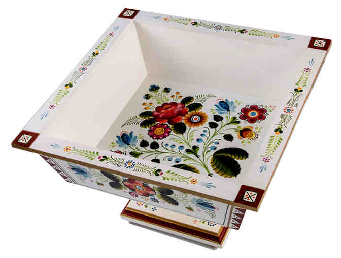 Pedestal Container with Os Rosemaling by Nancy Schmidt