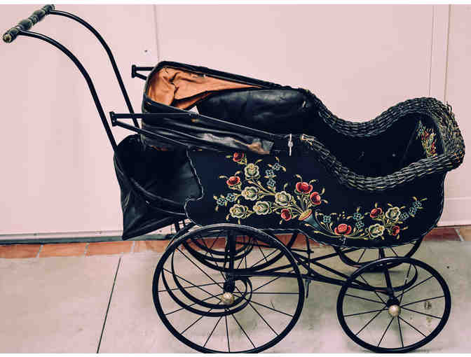 Antique Baby Carriage with Rogaland Rosemaling by Rhoda Fritsch