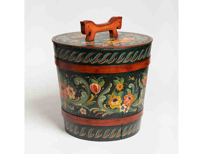 Lidded Bucket with Rosemaling by Barbara Wolter