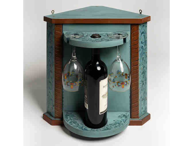 Wine Cabinet with Rosemaling by Lois Mueller