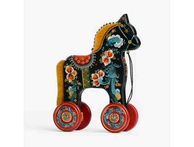 Fjord Horse Pull Toy with Telemark Rosemaling by Janet Boettcher