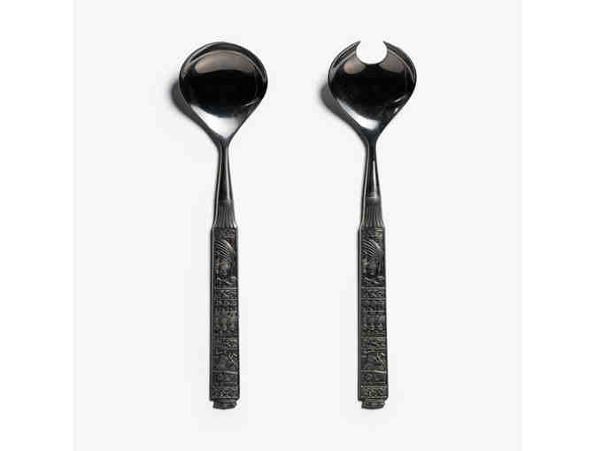 'Norwegians Across the Sea' Glass Bowl by Christine Tuve Burris with Pewter Serving Set