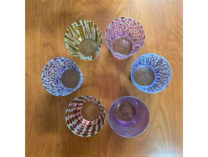6 Glazed and Decorated 'Rocks' Glasses by Fossil Glass
