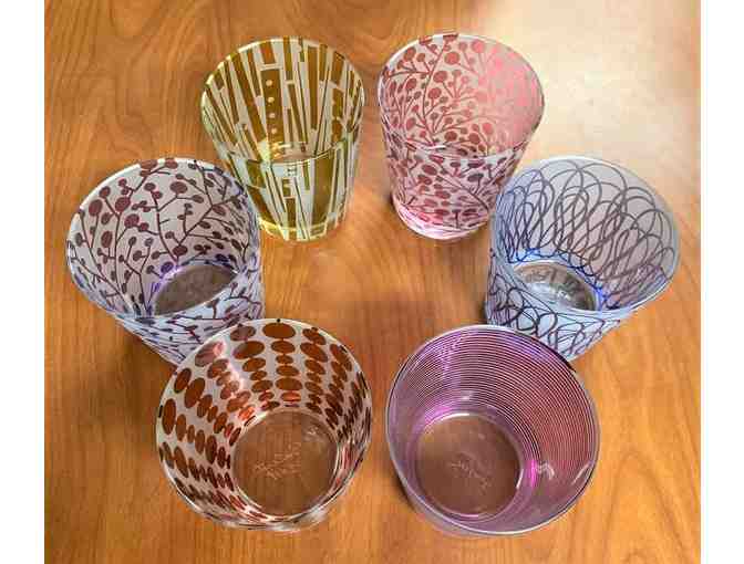 6 Glazed and Decorated 'Rocks' Glasses by Fossil Glass