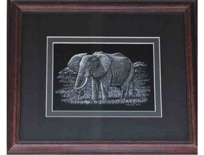 Bull Elephant by artist Douglas Aja - Framed