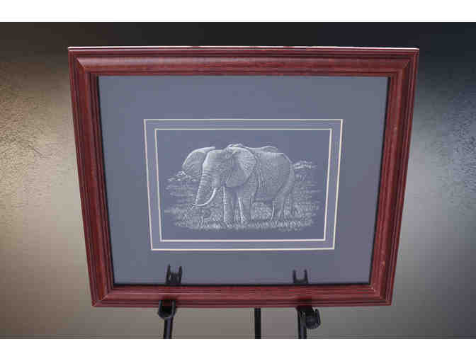 Bull Elephant by artist Douglas Aja - Framed