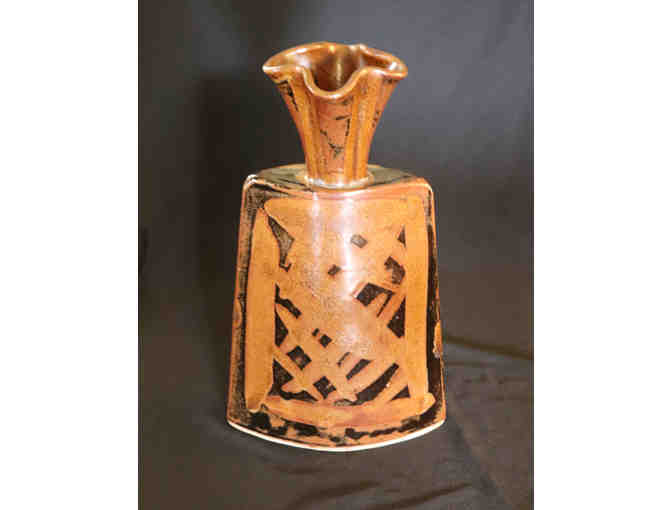 Glazed Brown and Black Swirled Vase