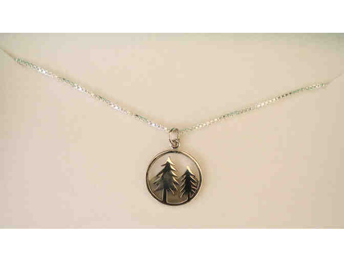 Cloverleaf Jewelry Twin Pine Trees Silver Necklace