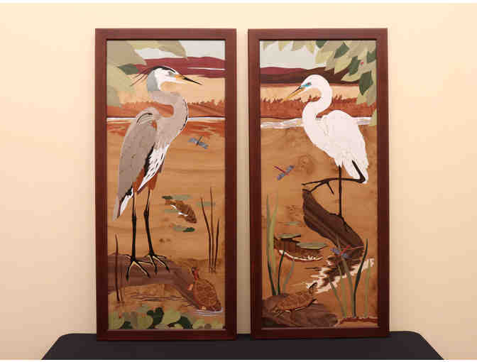 Great Blue Heron Wood Inlay Art
