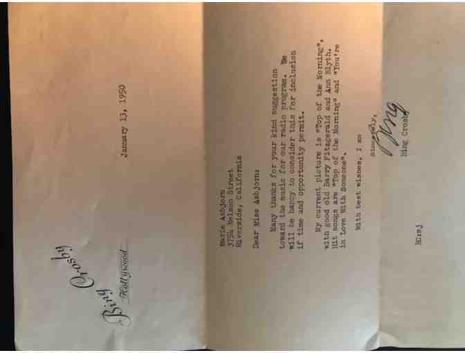 Bing Crosby Autographed Letter 1950
