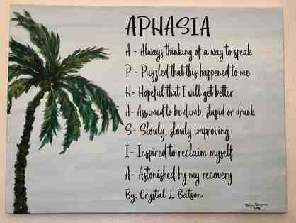 "Aphasia Poem & Palm" original poem and painting 18x24