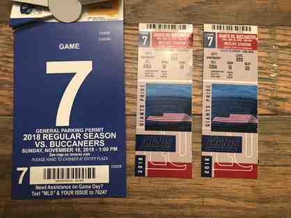 Two tickets plus parking pass to NY Giants vs TB Bucks at MetLife Stadium on Nov 18th