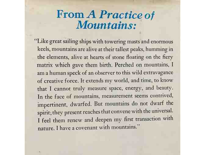 Signed copy, 'A Practice of Mountains by Andrea Mead Lawrence (1932-2009) and Sara Burnaby