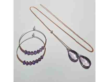 Amethyst, Sterling and Rose Gold-Fill Necklace & Earrings