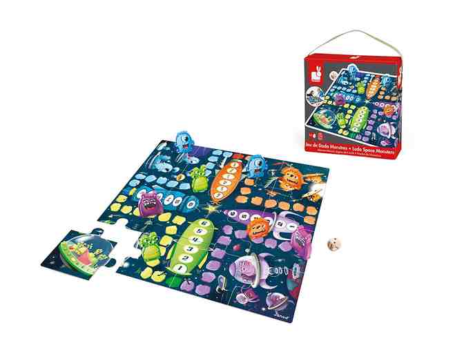 Space Monsters Giant Puzzle Game and Four Funny Magnet Set