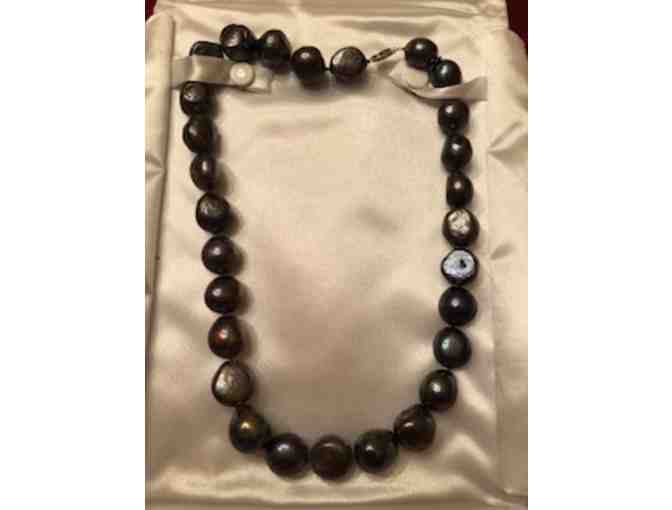 Gurinsky's - black baroque pearls necklace and matching earring set