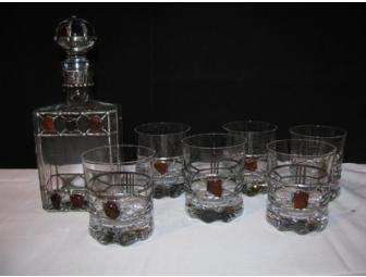 Decanter and Glasses with Amber Accents
