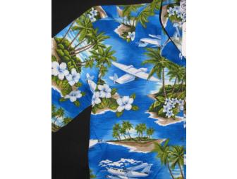 Dress Aloha Shirt (Blue, Palms)