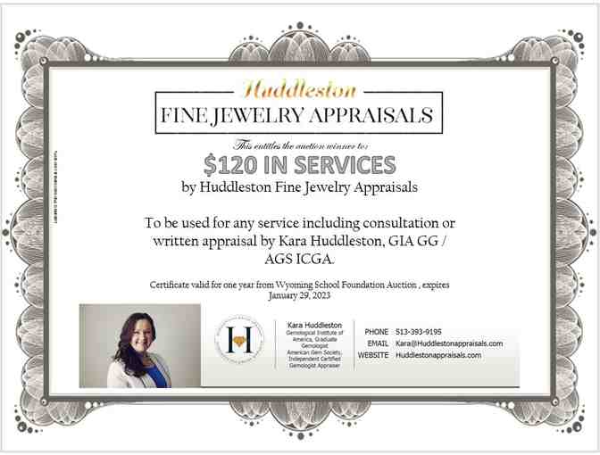 $120 Gift Certificate for Fine Jewelry Appraisal