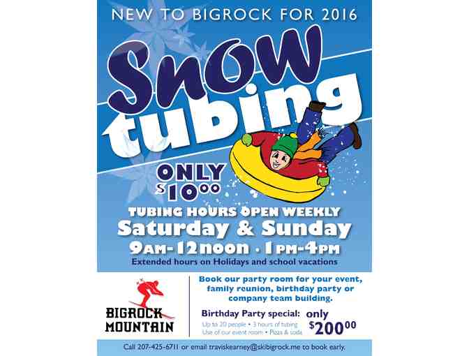 Have a Tubing Party at Bigrock Mountain!  3 hours of Tubing, Pizza, Soda (Up To 20 People) - Photo 1