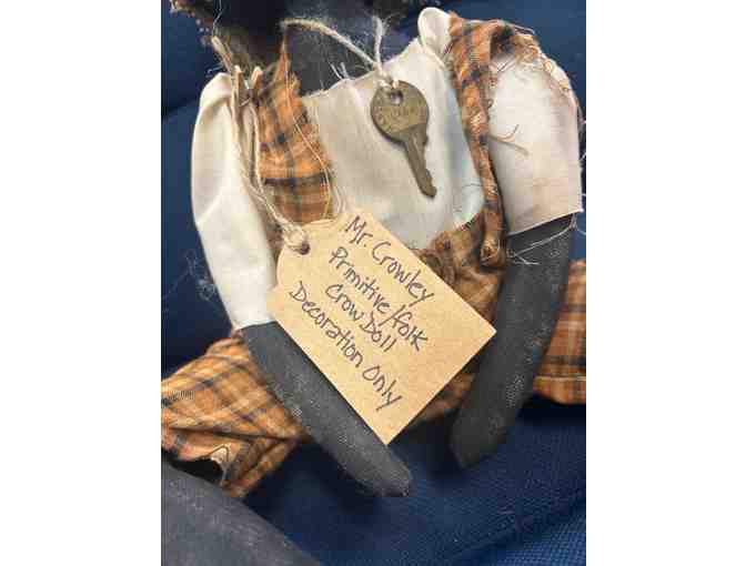 Mr. Crowley Primitive/Folk Crow Doll Made Locally! Decoration Only