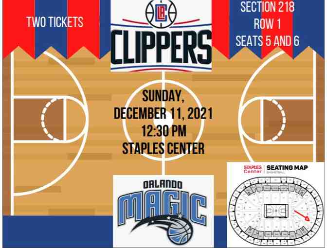 2 tickets: Los Angeles Clippers vs. Orlando Magic December 11, 2021 - Photo 1