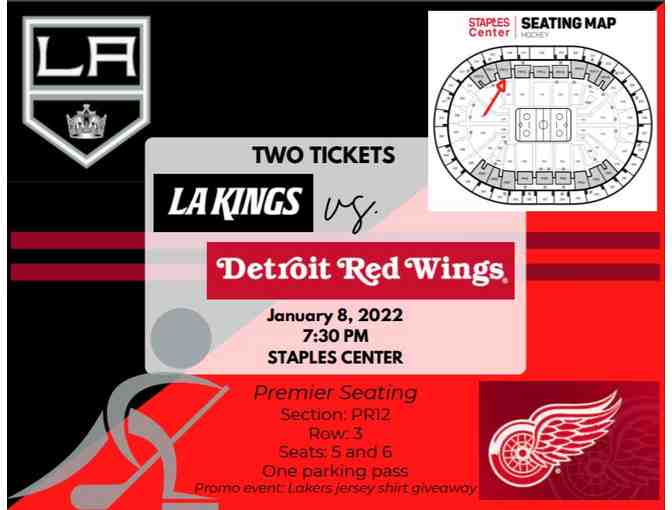 2 tickets: Los Angeles Kings vs. Detroit Red Wings January 8, 2022 (with parking included)! - Photo 1
