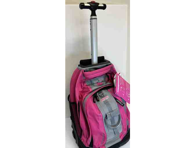 JWorld Pink Rolling Backpack with Washington School Gear