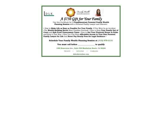 Law offices of Debra Koven PERSONAL FAMILY WEALTH BUILDING SESSION (a $750 Value)