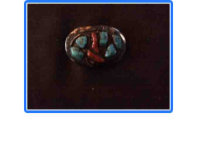 Silver and turquoise belt buckle