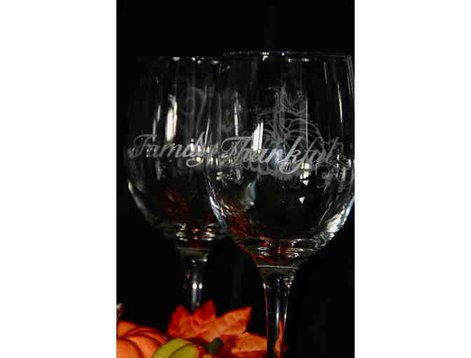 Set of 4 Hand Etched Wine Glasses