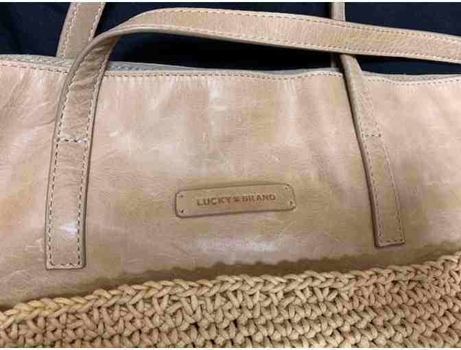Lucky Brand Leather & Woven Tote Bag