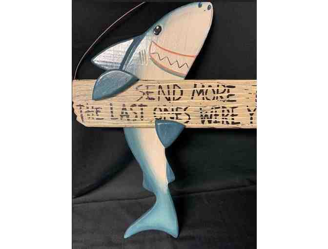 Wooden shark sign