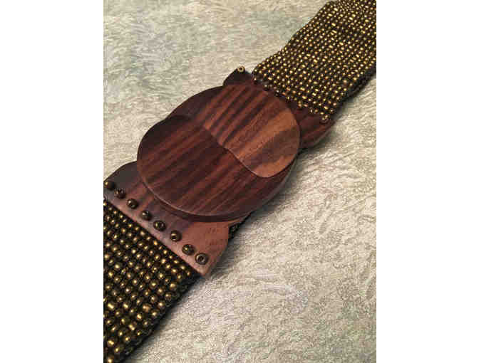Hand-beaded Belt & Bracelet Set with Rosewood buckles, handmade in Indonesiaesi