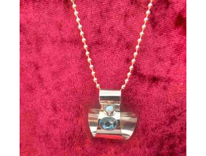 Lilly Barrack Silver Pendant with Blue Topaz and Herkimer