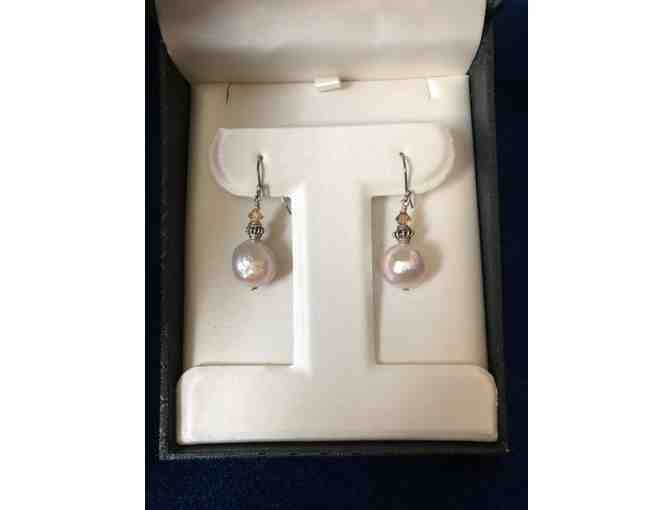 Baroque Champagne Pearl Necklace and Earrings