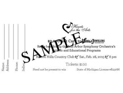 $100 Raffle Ticket for $2000 Gift Card to Ann Arbor's Lewis Jewelers