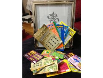 Frame filled with Lottery Scratch-off Tickets