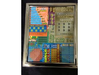 Frame filled with Lottery Scratch-off Tickets