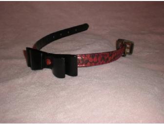 Red Snake Skin Collar with Leather Bow (#2)