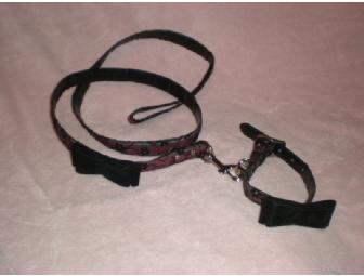 Black Floral Leash and Collar Set