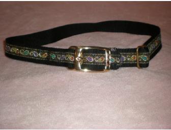 Black Collar and Leash Set with Colorful Swirls