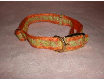 Orange Paisley Collar and Leash Set (#2)