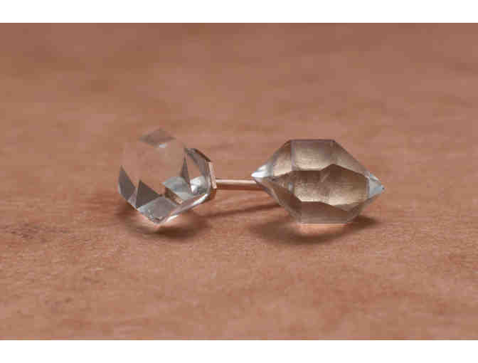 Herkimer Diamond Quartz Earrings, 18k Gold