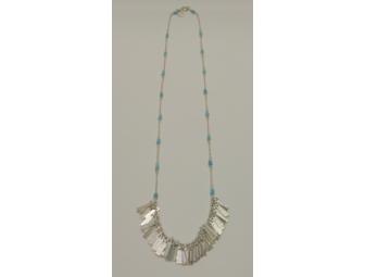 Me&Ro Silver Tibetan Flag Curtain Necklace with Turquoise Beads