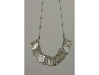 Me&Ro Silver Tibetan Flag Curtain Necklace with Turquoise Beads